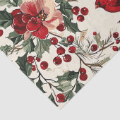 Weihnachtsmuster für Rustikale Vögel und Poinsetti Seidenpapier (Detail)