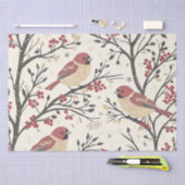 Weihnachtsmuster für Rustikale Vögel und Poinsetti Seidenpapier (Handwerk)