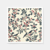 Weihnachtsmuster für Rustikale Vögel und Poinsetti Serviette (Vorderseite)