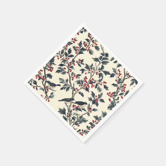 Weihnachtsmuster für Rustikale Vögel und Poinsetti Serviette (Ecke)