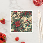 Weihnachtsmuster für Rustikale Vögel und Poinsetti Serviette (Beispiel)