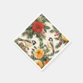 Weihnachtsmuster für Rustikale Vögel und Poinsetti Serviette (Ecke)