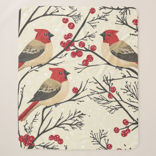 Weihnachtsmuster für Rustikale Vögel und Poinsetti Sherpadecke