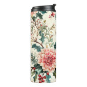 Weihnachtsmuster für Rustikale Vögel und Poinsetti Thermosbecher (Nach links gedreht)