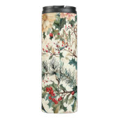 Weihnachtsmuster für Rustikale Vögel und Poinsetti Thermosbecher (Rückseite)