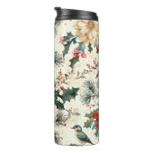 Weihnachtsmuster für Rustikale Vögel und Poinsetti Thermosbecher (Nach rechts gedreht)