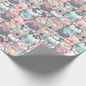 Weihnachtsmuster für sonnige, bezaubernde Katzen,  Geschenkpapier (Ecke)