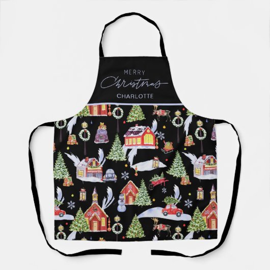 Weihnachtsmuster für Wasserfarben - Abstimmung Schürze (Vorderseite)