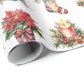 Weihnachtsmuster für Wasserfarben Geschenkpapier (Rolleneckpunkt)