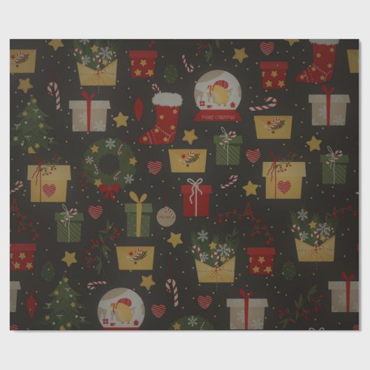 Weihnachtsmuster Geschenkpapier (Flach)