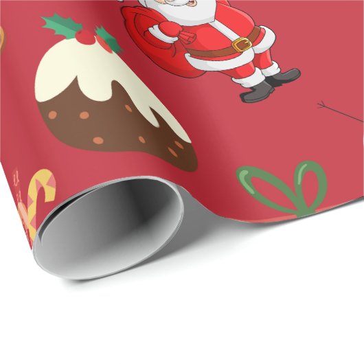Weihnachtsmuster Geschenkpapier (Rolleneckpunkt)