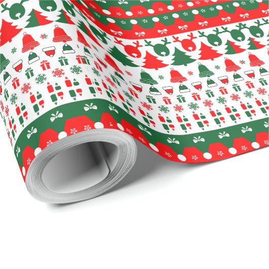 Weihnachtsmuster Geschenkpapier (Rolleneckpunkt)