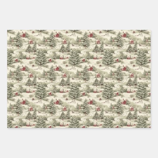 Weihnachtsmuster Geschenkpapier Set (Vorderseite)