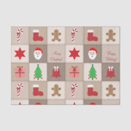 Weihnachtsmuster - Gewebe - Beige Seidenpapier