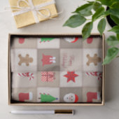 Weihnachtsmuster - Gewebe - Beige Seidenpapier (Geschenk)