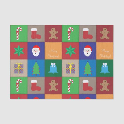 Weihnachtsmuster - Gewebe - farbenfroh Seidenpapier (Vorderseite)