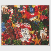 Weihnachtsmuster glänzendes Verpackungspapier Geschenkpapier (Flach)