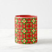 Weihnachtsmuster Gold, Rot und Grün, Tasse (Zentrum)