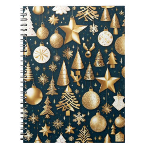 Weihnachtsmuster Gold und schwarze Ornamente Dekor Notizblock