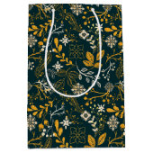 Weihnachtsmuster Gold und Weiß Mittlere Geschenktüte (Vorderseite)