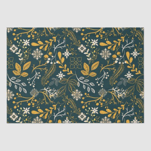 Weihnachtsmuster Gold und Weiß Seidenpapier (Vorderseite)