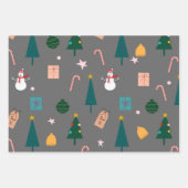 Weihnachtsmuster grau geschenkpapier set (Vorderseite 3)