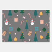 Weihnachtsmuster grau geschenkpapier set (Vorderseite 2)