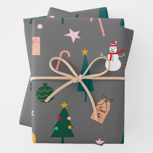 Weihnachtsmuster grau geschenkpapier set (Beispiel)