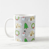Weihnachtsmuster - Grauer Hintergrund Kaffeetasse (Links)