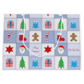 Weihnachtsmuster Große Geschenktasche - Blau Geschenktüte (Vorderseite)