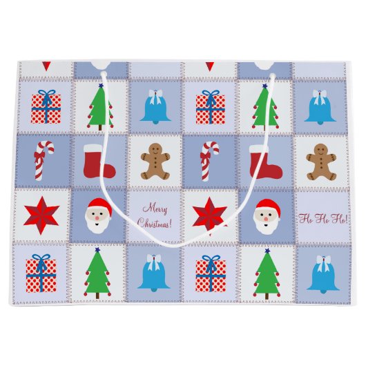 Weihnachtsmuster Große Geschenktasche - Blau Geschenktüte (Vorderseite)