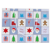 Weihnachtsmuster Große Geschenktasche - Blau Geschenktüte (Rückseite)