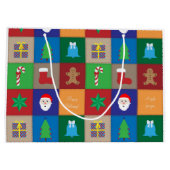 Weihnachtsmuster Große Geschenktasche - farbenfroh Geschenktüte (Rückseite)