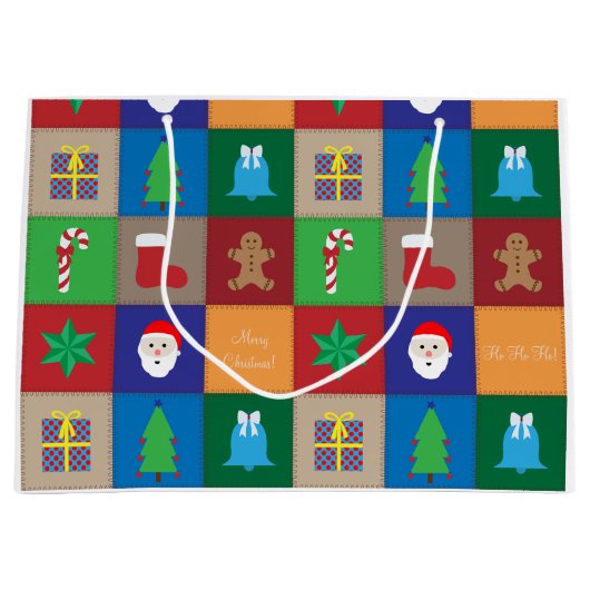 Weihnachtsmuster Große Geschenktasche - farbenfroh Große Geschenktüte (Vorderseite)