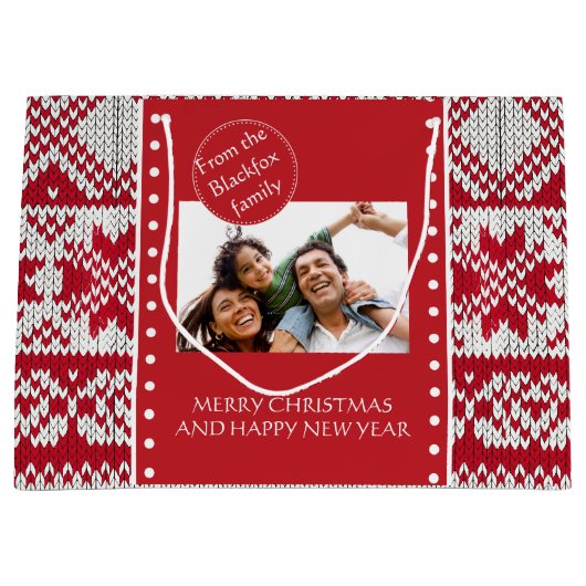 Weihnachtsmuster Große Geschenktüte (Vorderseite)