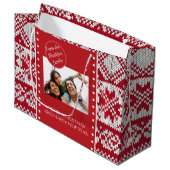 Weihnachtsmuster Große Geschenktüte (Vorderseite Schrägansicht)
