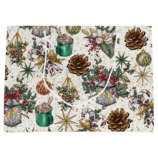 Weihnachtsmuster Große Geschenktüte (Vorderseite)