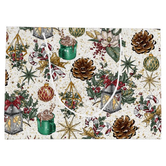 Weihnachtsmuster Große Geschenktüte (Rückseite)