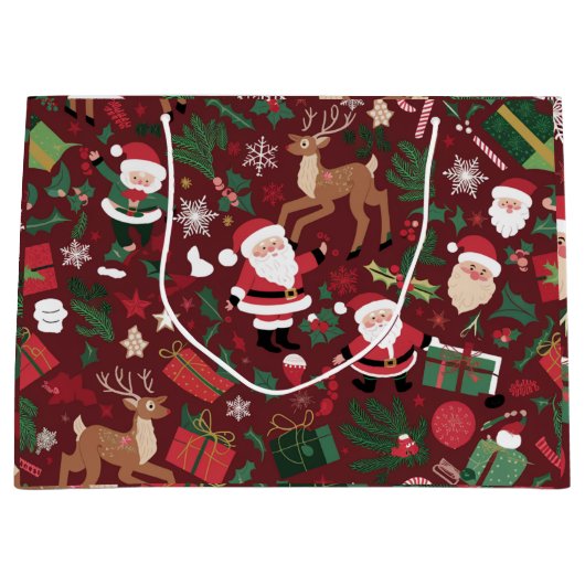 Weihnachtsmuster Große Geschenktüte (Vorderseite)