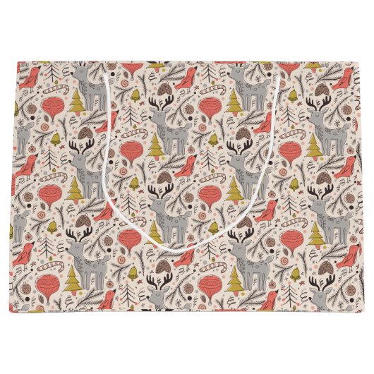 Weihnachtsmuster Große Geschenktüte (Vorderseite)