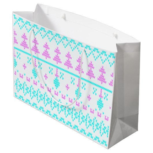 Weihnachtsmuster Große Geschenktüte (Rückseite Schrägansicht)