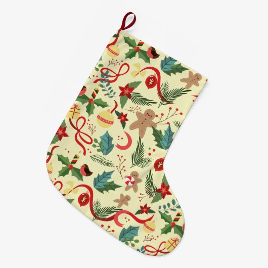 Weihnachtsmuster Großer Weihnachtsstrumpf (Vorderansicht (hängend))