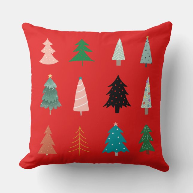 Weihnachtsmuster grün blau pink und rot klassisch kissen (Vorderseite)