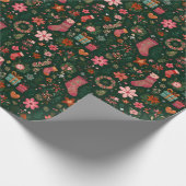Weihnachtsmuster Grün Geschenkpapier (Ecke)