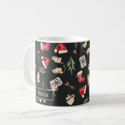 Weihnachtsmuster grün kaffeetasse (Vorderseite Links)