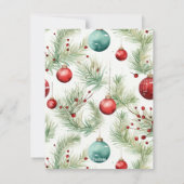 Weihnachtsmuster Grün und Rot - Feiertagskarte (Rückseite)