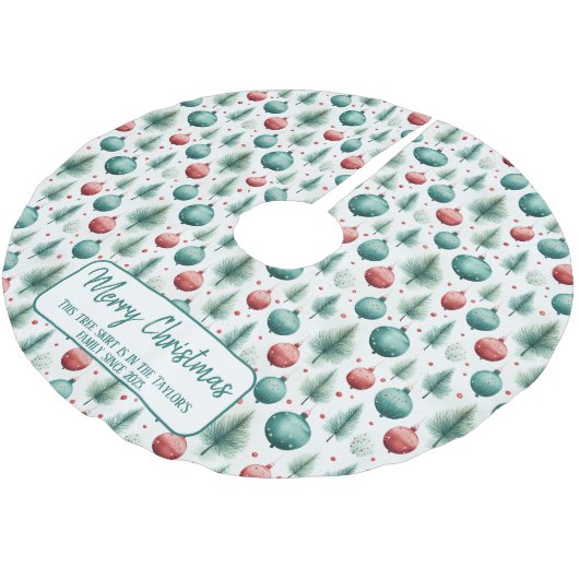 Weihnachtsmuster Grün und Rot - Polyester Weihnachtsbaumdecke (Schrägansicht)