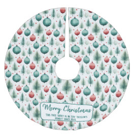 Weihnachtsmuster Grün und Rot - Polyester Weihnachtsbaumdecke