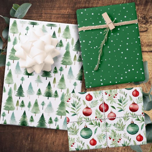 Weihnachtsmuster Grünes Rotes Faltblatt Geschenkpapier Set