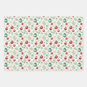 Weihnachtsmuster Grünes Rotes Faltblatt Geschenkpapier Set (Vorderseite 3)